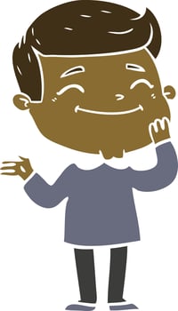 happy flat color style cartoon man vector