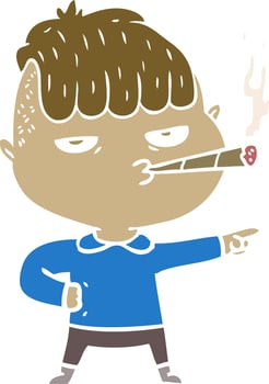 flat color style cartoon man smoking vector