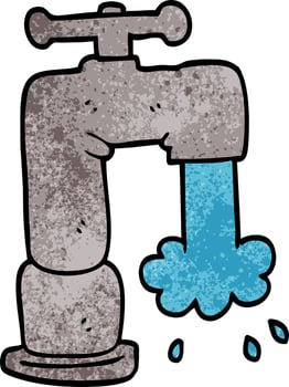 cartoon doodle running faucet vector