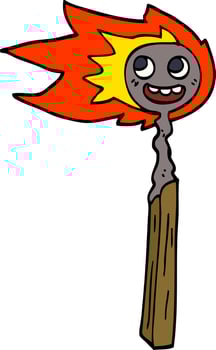 cartoon doodle burnt match vector
