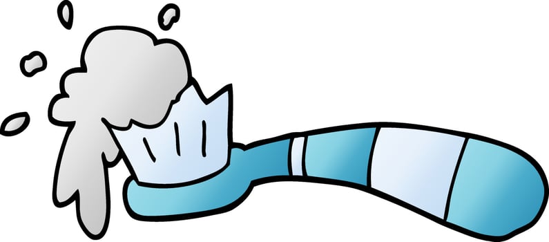 cartoon doodle toothbrush and tooth paste vector