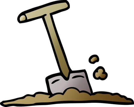 cartoon doodle shovel in dirt vector