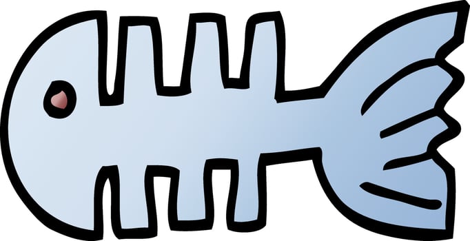 cartoon doodle fish bones vector