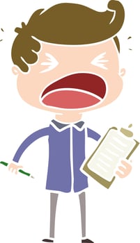 flat color style cartoon shouting salesman vector