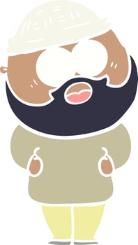 flat color style cartoon surprised bearded man vector
