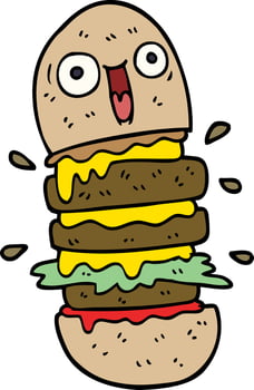 cartoon doodle burger vector