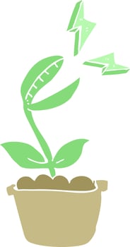 flat color illustration of a cartoon venus fly trap vector