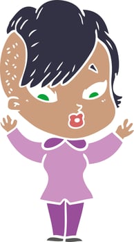 flat color style cartoon surprised girl vector