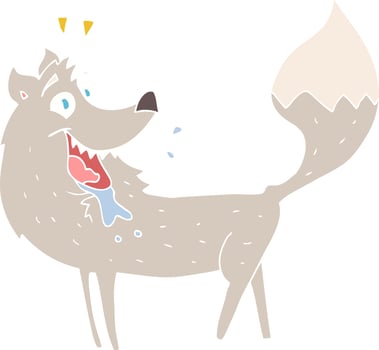 flat color illustration of a cartoon wolf vector