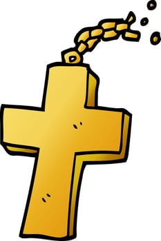 cartoon doodle crucifix on chain vector