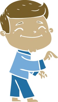 happy flat color style cartoon man vector