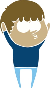 flat color style cartoon curious boy vector