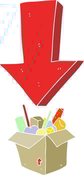 flat color illustration of a cartoon packing to move vector