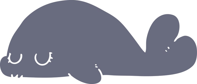 cute flat color style cartoon seal vector