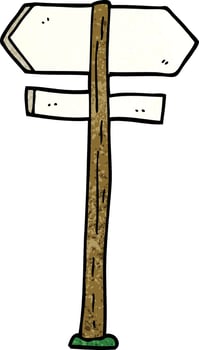 cartoon doodle painted direction sign posts vector