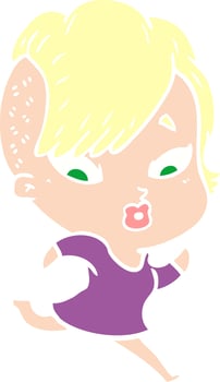 flat color style cartoon surprised girl vector
