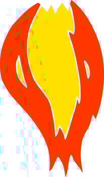 flat color illustration of a cartoon rocket ship flames vector