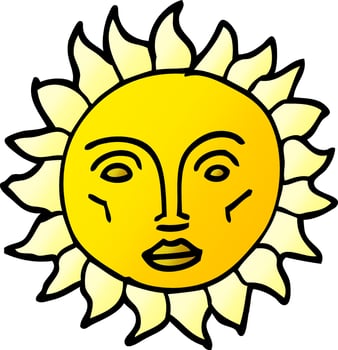 cartoon doodle traditional sun face vector
