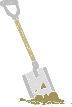 flat color illustration of a cartoon shovel in dirt vector