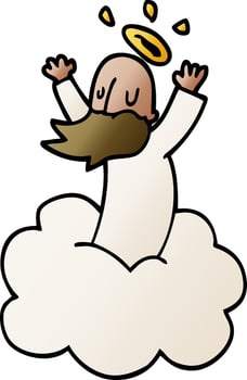 cartoon doodle god on cloud vector