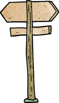 cartoon doodle direction sign vector