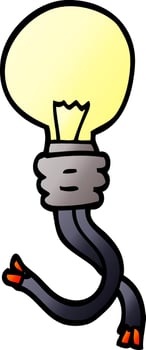 cartoon doodle glowing light bulb vector