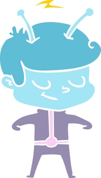 friendly flat color style cartoon spaceman vector