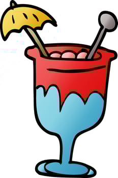 cartoon doodle tropical cocktail vector