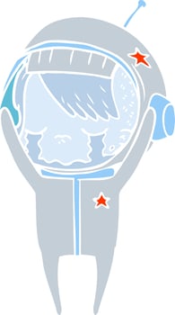 flat color style cartoon crying astronaut girl vector
