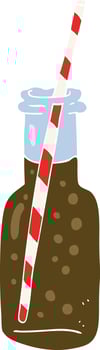 flat color illustration of a cartoon fizzy drink bottle vector
