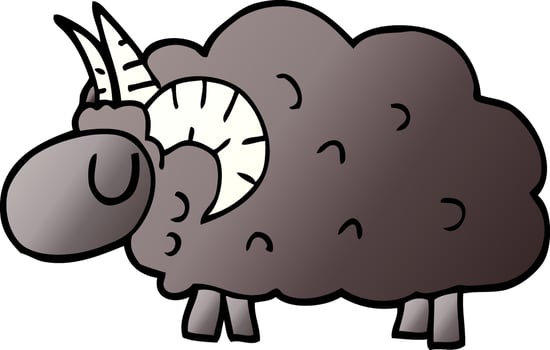 cartoon doodle black sheep vector
