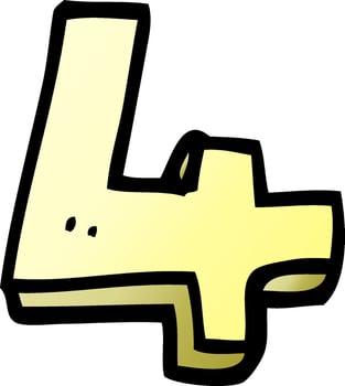 cartoon doodle number four vector