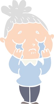 flat color style cartoon crying woman vector