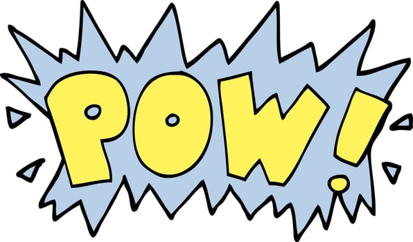 cartoon doodle word pow vector