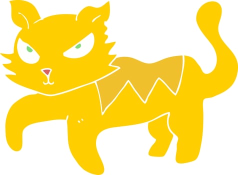flat color illustration of a cartoon cat vector