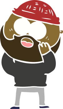 flat color style cartoon bearded man vector