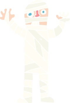 flat color illustration of a cartoon bandaged mummy vector