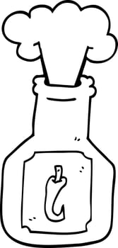 line drawing cartoon hot chili sauce vector