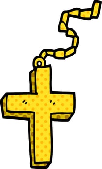 cartoon doodle gold crucifix vector