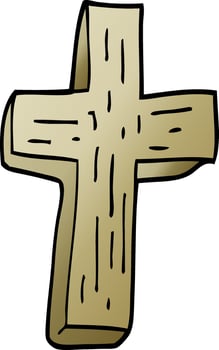 cartoon doodle wooden cross vector