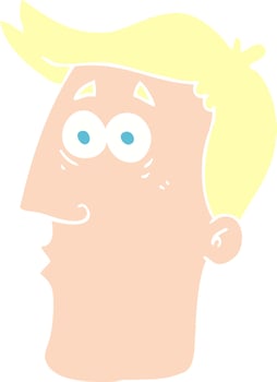 flat color illustration of a cartoon male face vector
