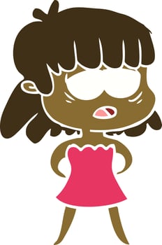 flat color style cartoon tired woman vector