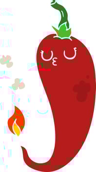 flat color style cartoon hot chili pepper vector