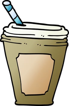 cartoon doodle coffee cup with straw vector