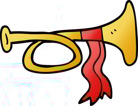 cartoon doodle brass horn vector