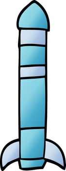 cartoon doodle tall rocket vector