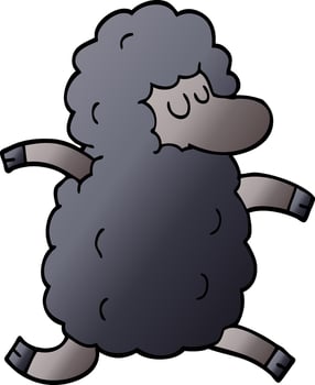 cartoon doodle black sheep vector