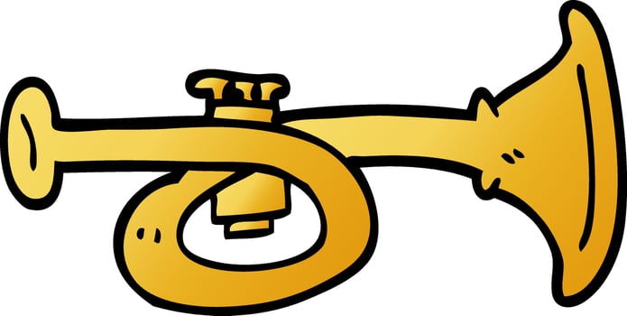 cartoon doodle brass horn vector