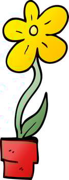 cartoon doodle flower pot vector