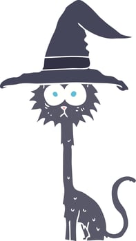 flat color illustration of a cartoon halloween cat vector